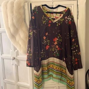Sundance Silk Tunic Dress Multicolor Floral L